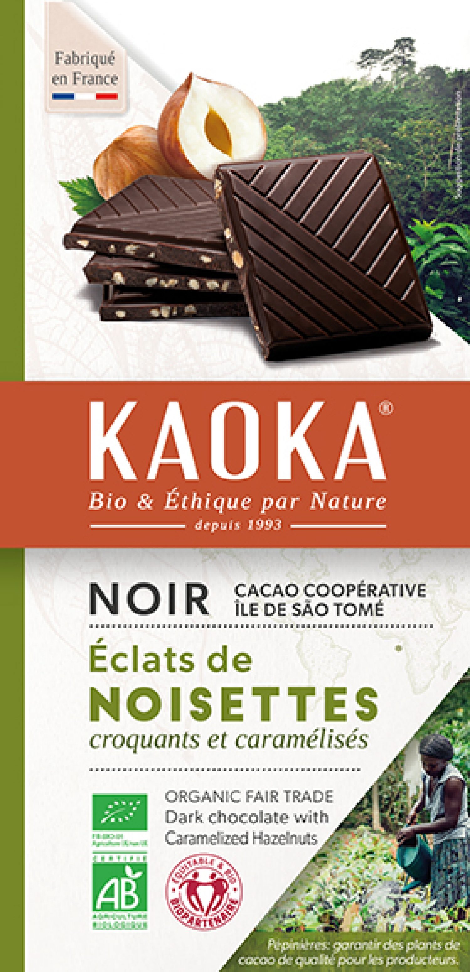 Kaoka Chocolat Noir 66 Bio Equitable Avec Eclats De Noisettes