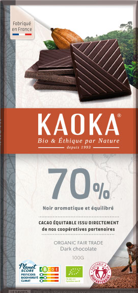 Chocolat noir 70% bio Kaoka 100 g 